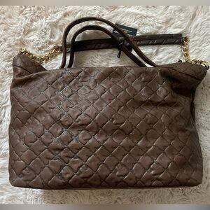 Luxurious Italian leather large  Brown Woven Leather Shoulder Bag